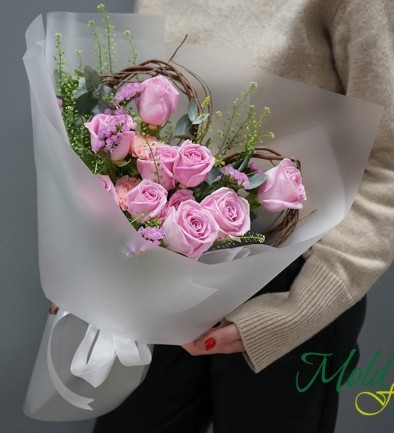 Buchet cu trandafiri roz ,,Cu dragoste" foto 394x433